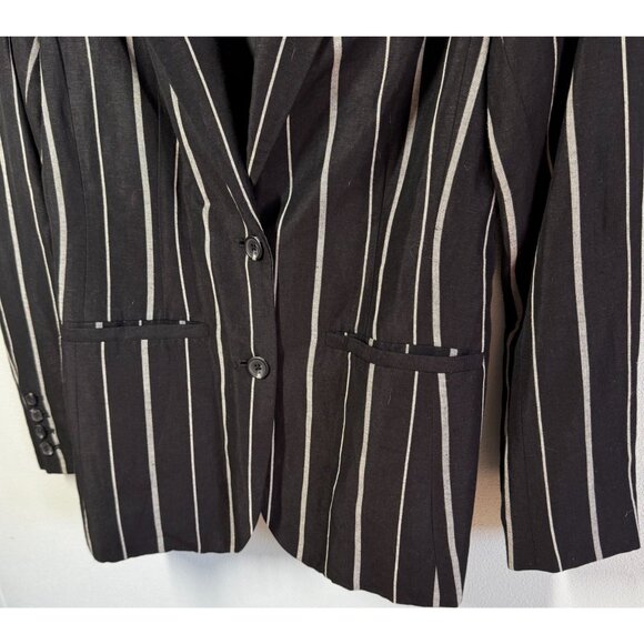 A NEW DAY Linen Blend Striped Blazer Jacket Sz 2 Smart Casual Preppy Quiet Luxur - Picture 5 of 11